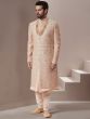 Peach Readymade Groom Sherwani And Kurta Set