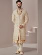 Beige Groom Sherwani Set With Embroidery