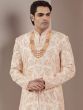 Peach Hand Embroidered Groom Sherwani And Kurta Set