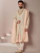 Off White Groom Silk Sherwani Set With Stole