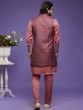 Pink Art Silk Festive Kurta Pajama With Jacket