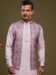 Purple Festive Silk Kurta Pyjama With Jacket