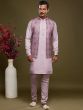 Purple Festive Silk Kurta Pyjama With Jacket