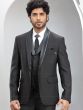 Dark Grey Italian Jute Textured Mens Party Wear Suit