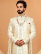 Cream Mens Sherwani With Anarkali Kurta