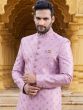 Purple Silk Embroidered Mens Sherwani