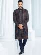 Blue Mens Embroidered Indowestern