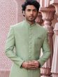 Sage Green Thread Embroidered Indowestern