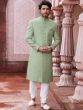 Sage Green Thread Embroidered Indowestern