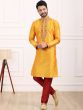 Yellow Color Mens Kurta Pyjama In Silk 