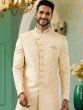 Cream Angrakha Style Indo Western For Mens