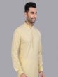 Light Cream Plain Kurta Pyjama Set For Mens