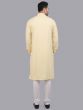 Light Cream Plain Kurta Pyjama Set For Mens