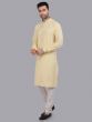 Light Cream Plain Kurta Pyjama Set For Mens