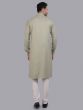 Dove Grey Plain Kurta Set For Mens In Art Silk