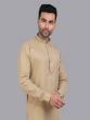 Light Brown Plain Mens Kurta In Art Silk With Churdiar