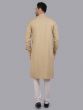 Light Brown Plain Mens Kurta In Art Silk With Churdiar