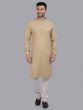 Light Brown Plain Mens Kurta In Art Silk With Churdiar