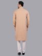 Light Beige Mens Plain Kurta Pyjama In Art Silk