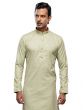 Beige Festive Wear Mens Kurta Pyjama Set In Silk