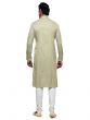 Beige Festive Wear Mens Kurta Pyjama Set In Silk