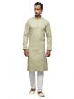 Beige Festive Wear Mens Kurta Pyjama Set In Silk