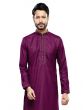 Magenta Mens Readymade Kurta Pyjama In Silk