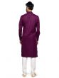 Magenta Mens Readymade Kurta Pyjama In Silk