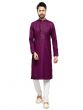 Magenta Mens Readymade Kurta Pyjama In Silk