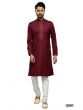 Maroon Mens Kurta Pyjama Set In Festive Wear