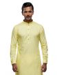 Lemon Yellow Festive Wear Kurta Pyjama In Silk