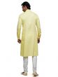 Lemon Yellow Festive Wear Kurta Pyjama In Silk