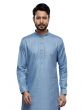 Light Blue Festive Wear Kurta Pyjama Set For Mens