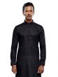 Black Mens Readymade Kurta With Churidaar In Silk