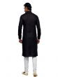 Black Mens Readymade Kurta With Churidaar In Silk