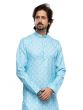 Sky Blue Readymade Kurta Pyjama In Digital Print