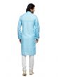 Sky Blue Readymade Kurta Pyjama In Digital Print