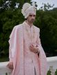 Rose Pink Menswear Sherwani In Thread Embroidery