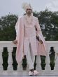 Rose Pink Menswear Sherwani In Thread Embroidery