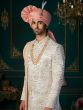 White Achkan Style Stone Embellished Wedding Sherwani