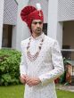 White Anarkali Style Sherwani With Embroidered Stole