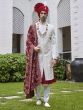 White Anarkali Style Sherwani With Embroidered Stole