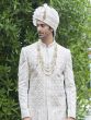 Pearl White Mens Wedding Sherwani With Anarkali Kurta