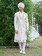 Pearl White Mens Wedding Sherwani With Anarkali Kurta