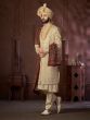 Golden Embroidered Anarkali Styled Sherwani For Groom