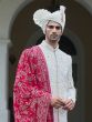 White Stone Augmented Mens Sherwani With Embroidered Stole