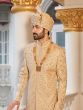 Golden Silk Groom Sherwani In Stone Embroidery