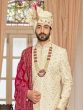 Golden Hand Embroidered Groom Sherwani In Silk