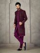 Wine Achkan Styled Indowestern With Embroidered Jacket