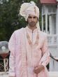 Pink Achkan Style Sherwani In Thread Work Embroidery